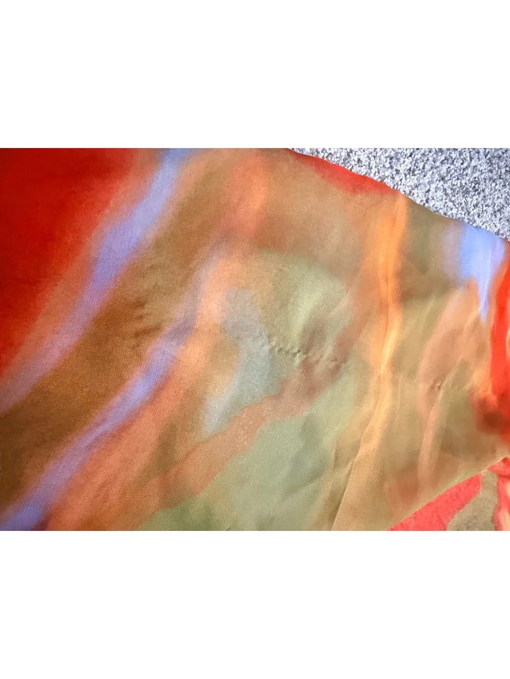 Lightweight Sheer Scarf with Orange Floral Design